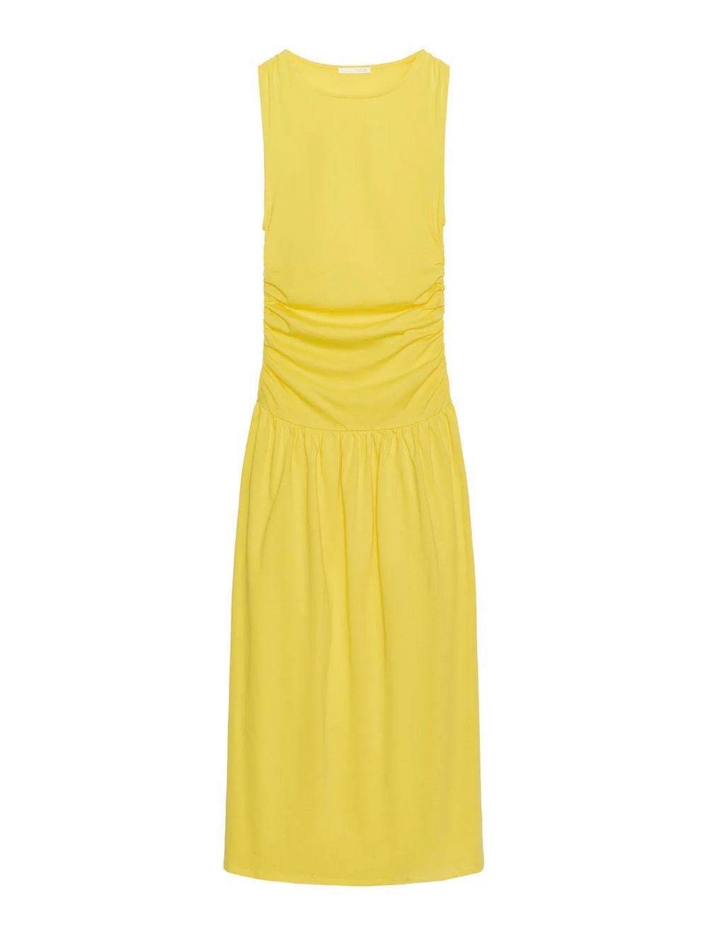 Zara Yellow Sleeveless Ruched-Waist Maxi Dress - NWT